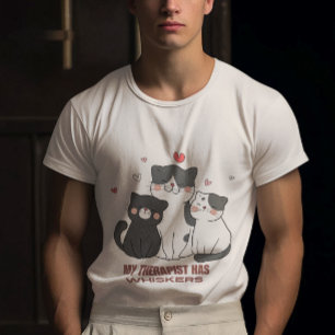 Camiseta Gatos blancos y negros son terapeutas con whiskys