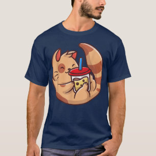 Camiseta Gatos Boba Tea Bubble Tea Kawaii Tema Cutáneo Gato