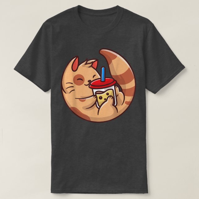Camiseta Gatos Boba Tea Bubble Tea Kawaii Tema Cutáneo Gato (Diseño del anverso)
