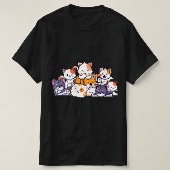 Camiseta Gatos bonitos Anime Kawaii Japonés Otaku Neko Gift (Diseño del anverso)
