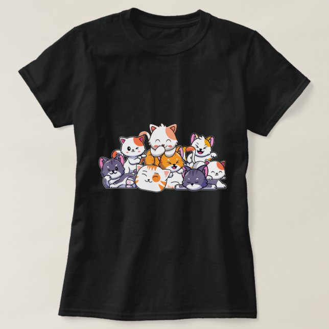 Camiseta Gatos bonitos Anime Kawaii Japonés Otaku Neko Gift (Diseño del anverso)