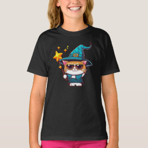 Camiseta Gatos brujos de Halloween sostienen estrellas de v