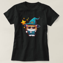 Camiseta Gatos brujos de Halloween sostienen estrellas de v