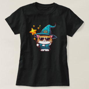 Camiseta Gatos brujos de Halloween sostienen estrellas de v