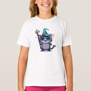 Camiseta Gatos brujos de Halloween sostienen estrellas de v