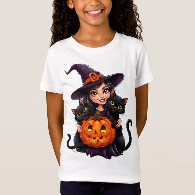 Camiseta Gatos brujos Jack O Lantern Halloween 🐈‍⬛ (Anverso)