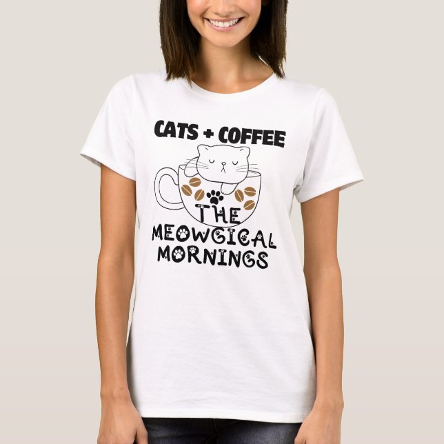 Camiseta Gatos + Café = Mañana meowgical.w (Anverso)