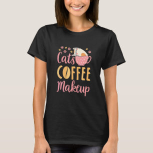Camiseta Gatos Café Maquillaje Gato Cosméticos