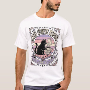 Camiseta Gatos Café Repetir Hojas de Té de Gato Café Fortun
