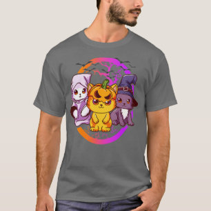Camiseta Gatos Calabaza De Brujas Hombres Gráficos Fantasma