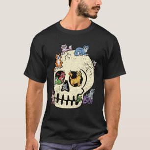 Camiseta Gatos Calavera Kit De Esqueleto De Halloween Gatit