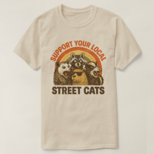 Camiseta Gatos Callejeros Locales Antiguos Soporte Mapaches