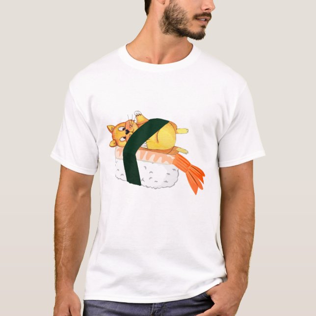 Camiseta Gatos caprichosos de sushi: Nerdy Charm Funny y Cu (Anverso)