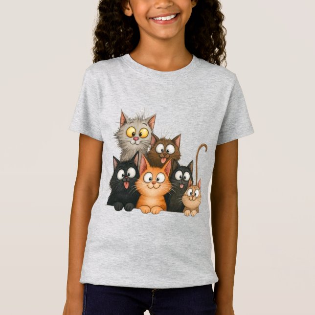Camiseta Gatos caprichosos lindos (Anverso)