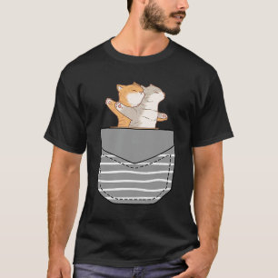 Camiseta Gatos Cartón Gato En Bolsillo