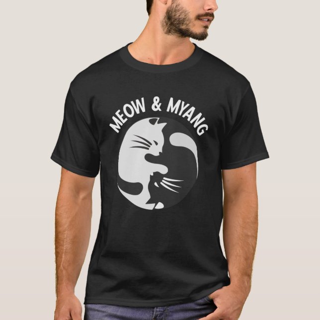 Camiseta Gatos Chinos Meow Y Myang Yin Yang Cat (Anverso)