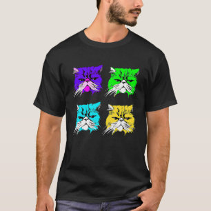 Camiseta Gatos Coloridos Cuatro Cabezas de Gato Pop