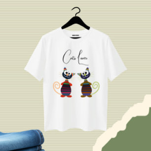 Camiseta Gatos coloridos y cortos