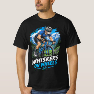 Camiseta Gatos con Bigotes sobre Ruedas Ciclista Divertido