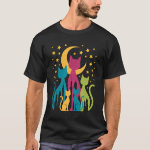 Camiseta Gatos con Estilo Vintage de Mitad de Siglo Moderno
