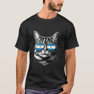 Camiseta Gatos con gafas de sol de bandera de Argentina Car
