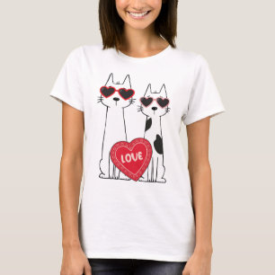 Camiseta Gatos con gafas de sol de corazón