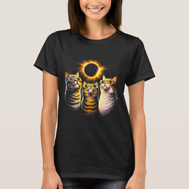 Camiseta Gatos Con Gles De Eclipse Solar Mirando A La Luna (Anverso)