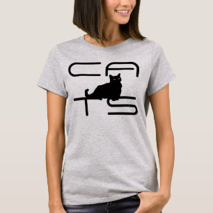 Camiseta "GATOS" con la silueta de gatos negros mendigantes
