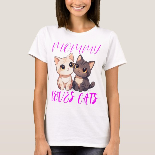 Camiseta Gatos con mamá rosa ama a los gatos tipografía (Anverso)