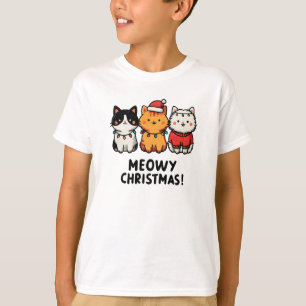 Camiseta Gatos con Sombreros de Santa Navidad Meowy
