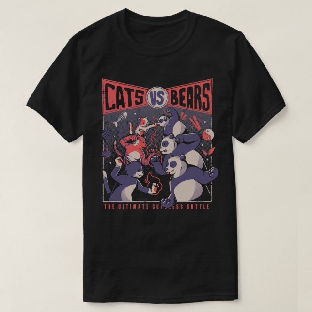 Camiseta Gatos contra osos combaten batalla divertida de Ni (Diseño del anverso)
