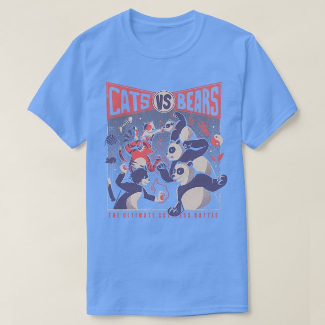 Camiseta Gatos contra osos combaten batalla divertida de Ni (Diseño del anverso)