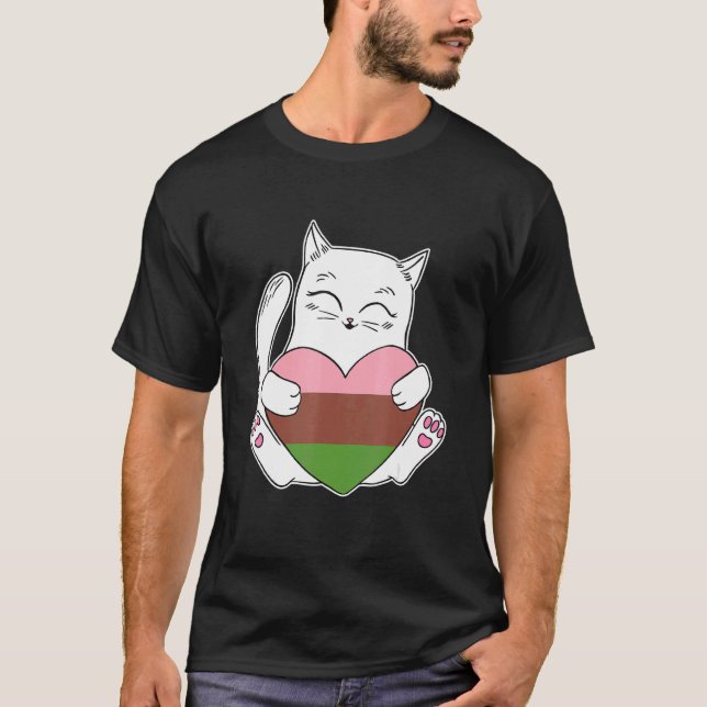 Camiseta Gatos Corazón Ginosexual Amor No Binario (Anverso)