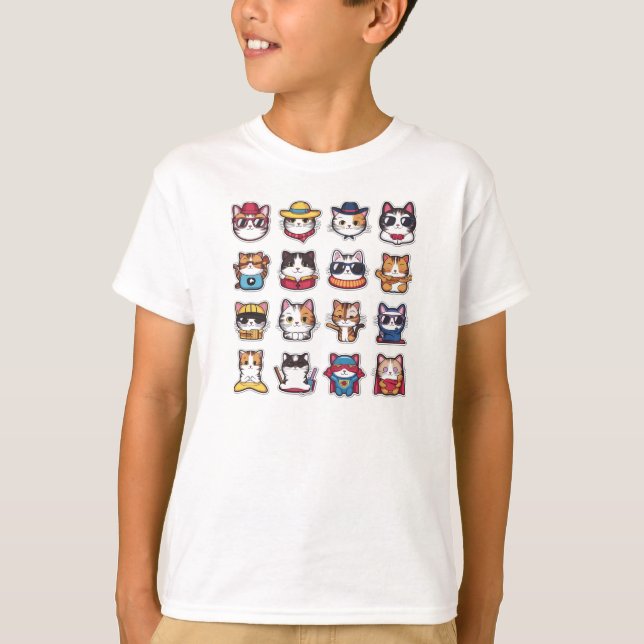 Camiseta Gatos cortos con gafas T-Shirt (Anverso)