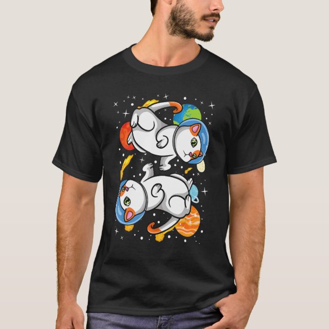 Camiseta Gatos cósmicos en astronauta del espacio ultraterr (Anverso)