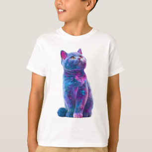 Camiseta Gatos Cósmicos Vibrantes de Acuarela para Niños