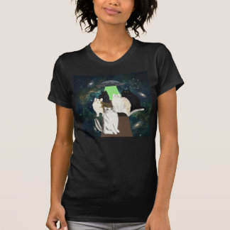 Camiseta Gatos Cósmicos y Arte de Abducción Espacial OVNI