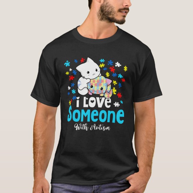 Camiseta Gatos Cuaditos Que Amo A Alguien Con El Rompecabez (Anverso)