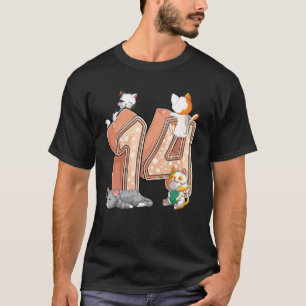 Camiseta Gatos Cumpleaños 14 Catorce Años Kit