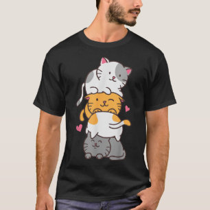 Camiseta Gatos Cute Kitty Pile Anime Kawaii Neko