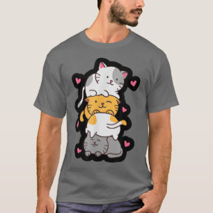 Camiseta Gatos Cute Kitty Pile Anime Kawaii Neko Regalo 