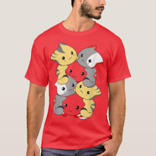 Camiseta Gatos Cute Kitty Pile Anime Neko Kitten Kawaii