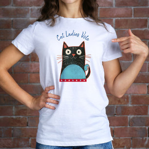 Camiseta Gatos Damas Votan Guión Rústico Audaz Feminista