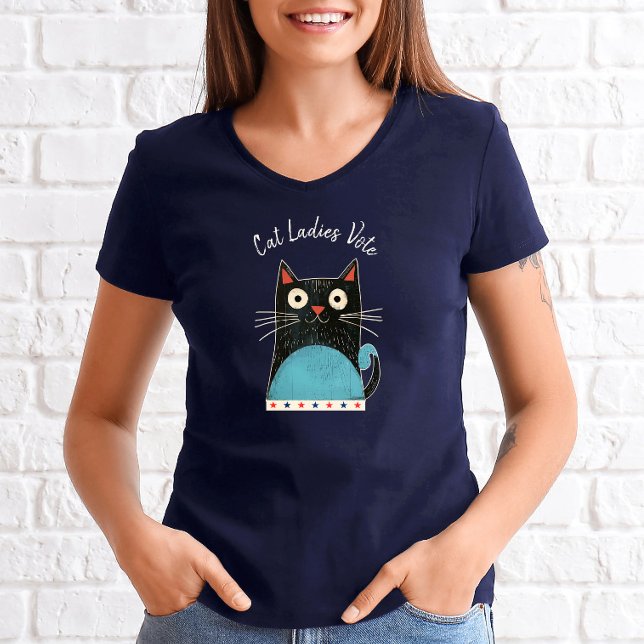 Camiseta Gatos Damas Votan Guión Rústico Feminista Audaz (Subido por el creador)