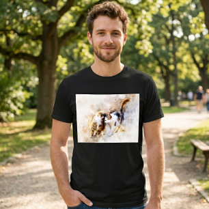 Camiseta Gatos de Acuarela Acariciándose en Arte Abstracto