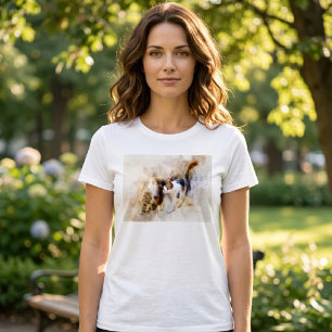 Camiseta Gatos de acuarela acurrucándose en arte abstracto 