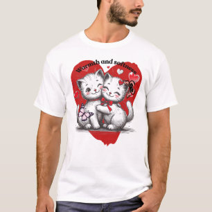Camiseta Gatos de Amor Cálido y Mariposas Arte Suave