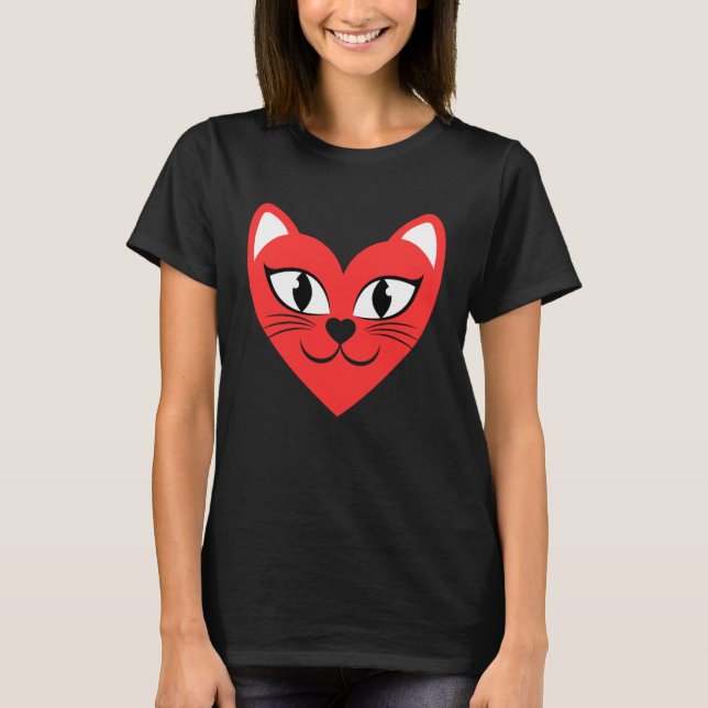 Camiseta Gatos de amor de corazón de gato (Anverso)