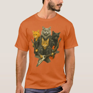 Camiseta Gatos de banda de rock divertidos amantes de la mú