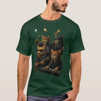 Camiseta Gatos de banda de rock divertidos diseño temático